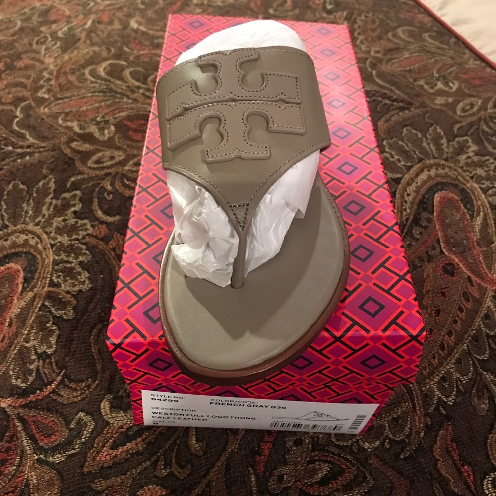 NWT Tory Burch Weston Sandal size 8 French gray